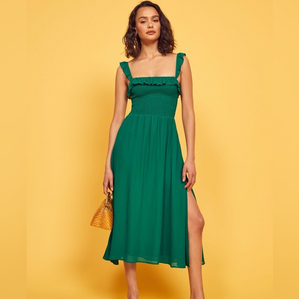 Reformation Siesta Green Midi Dress